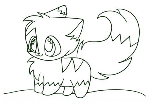 Kawaii Chibi Kitten Coloring Page